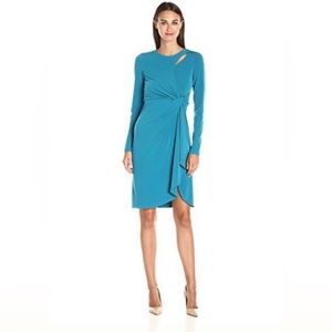 Tahari Teal Long Sleeve Wrap Dress, Size 4